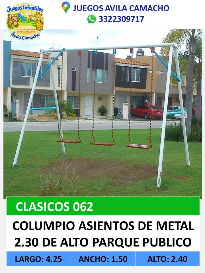 columpio  3 asientos parque publico